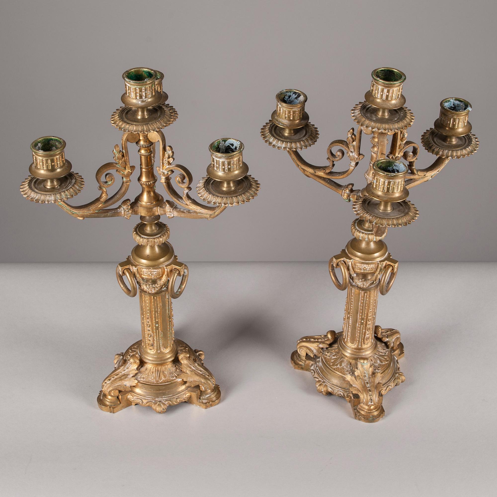 KANDELABRAR, ett par, mässing, 1800-tal.