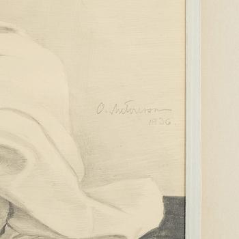 Oscar Antonsson, blyerts, signerad och daterad 1936.