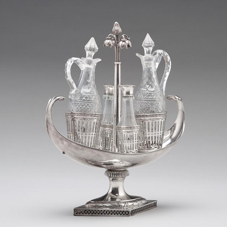 Pehr Zethelius, bordssurtout, silver, Stockholm 1799, sengustaviansk.