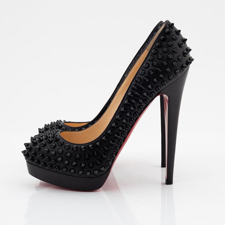 Christian Louboutin, a pair of black leather and studs pumps, size 36 1/2.
