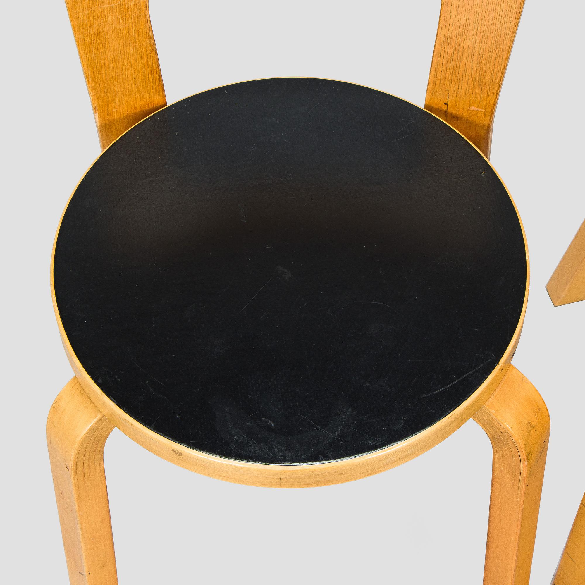Alvar Aalto, tuoleja 6 kpl, malli 66, Artek, 1900-luvun loppu.