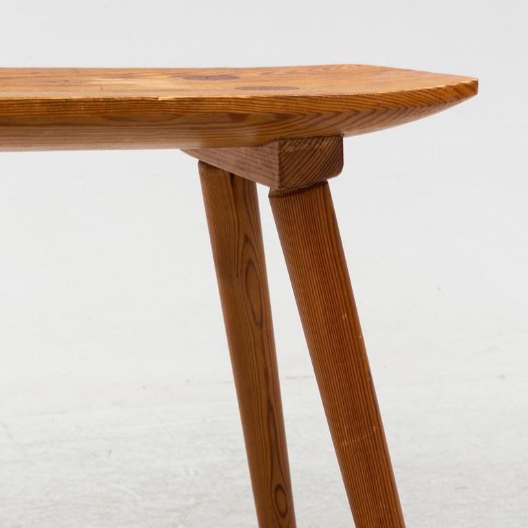 A stained pine stool, mid 20th Century.