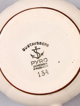 SOCKERSKÅLAR, 6 st, "Pyro Brun", Wilhelm Kåge, Gustavsberg. Modell nr 134.