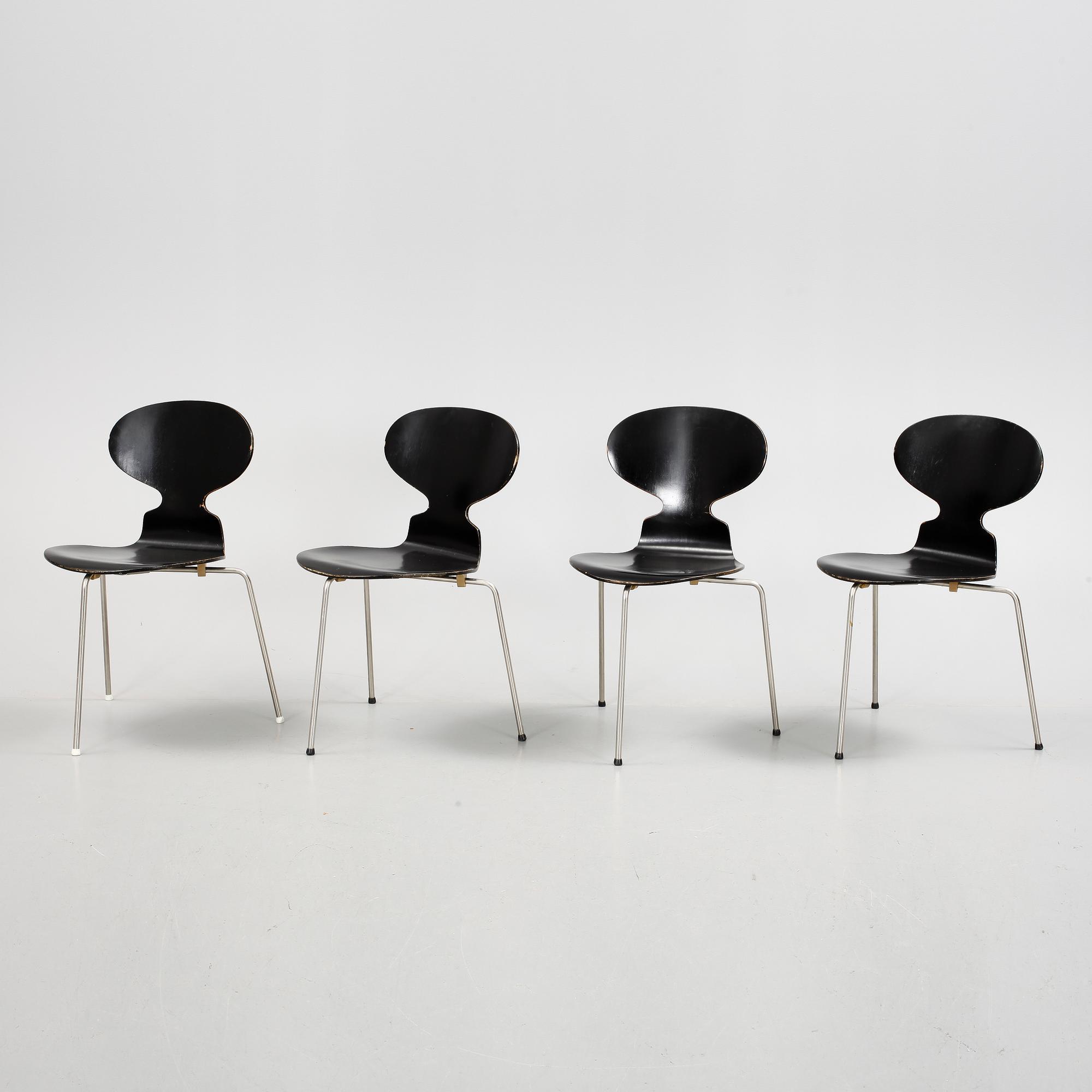 STOLAR, 4 st, "Myran", Arne Jacobsen, Fritz Hansen, 1900-talets mitt.