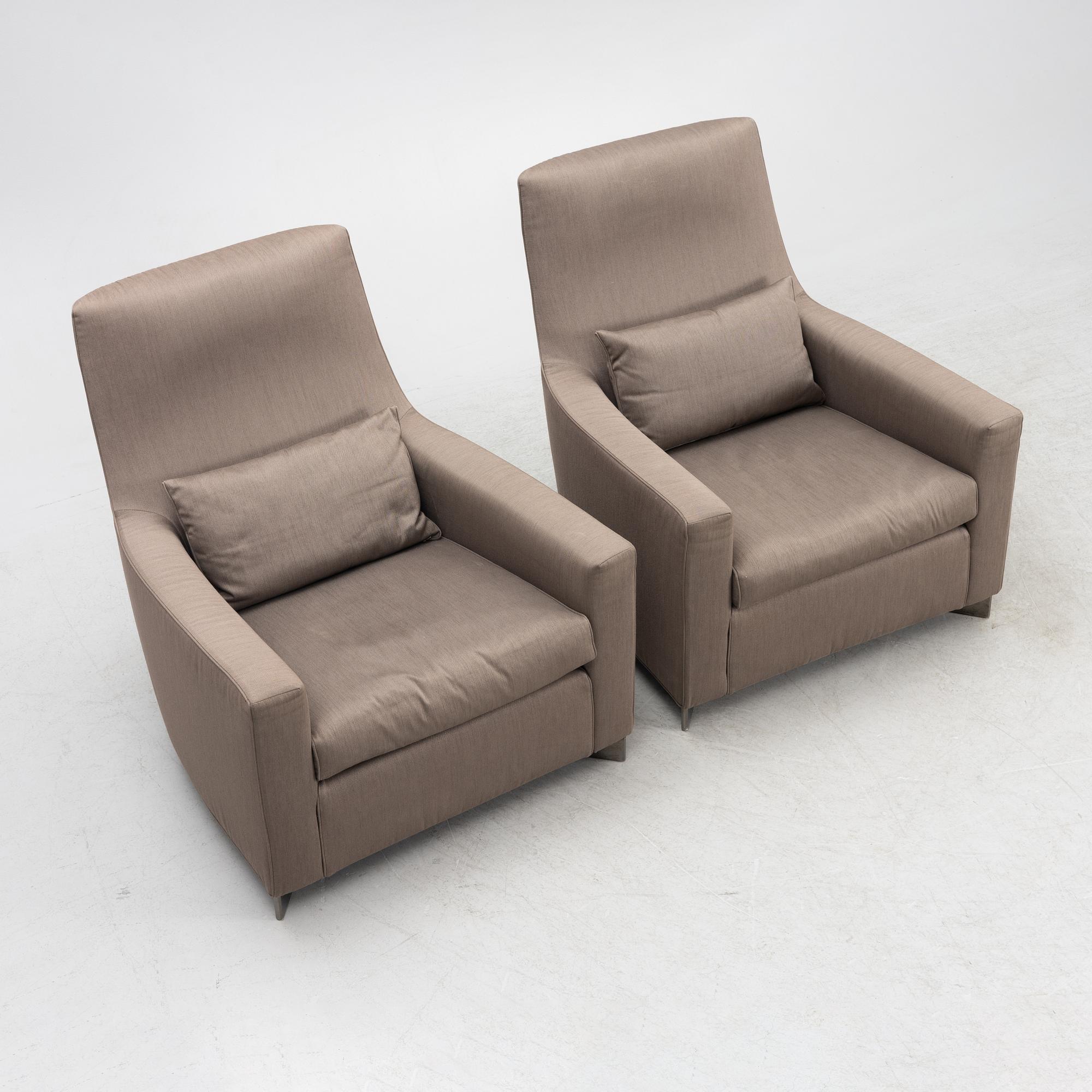 Rodolfo Dordoni, a pair of 'Portofino' armchairs, Minotti, Italy.