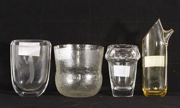 PARTI GLAS, 4 st, Orrefors, Kosta, Skruf, Iittala, bla sign Vicke Lindstrand.