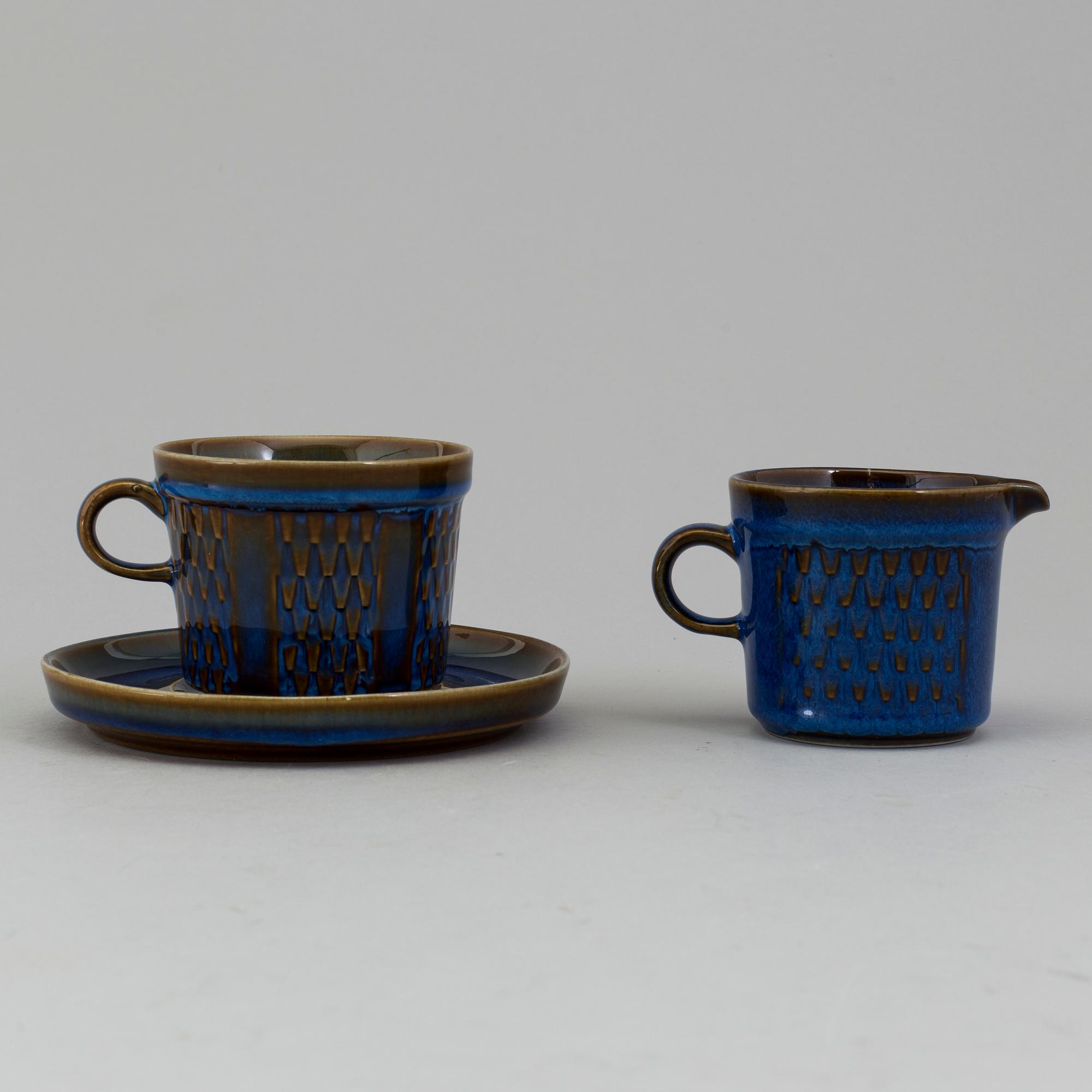 TESERVIS, 28 delar, stengods, Søholm Stentøj, Bornholm Danmark, 1960/70-tal.