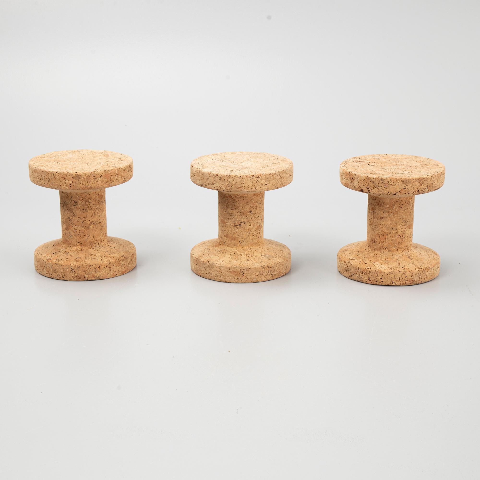 Jasper Morrison, stools, 3 pcs, "Cork Family, model B", Vitra, designed in 2004.