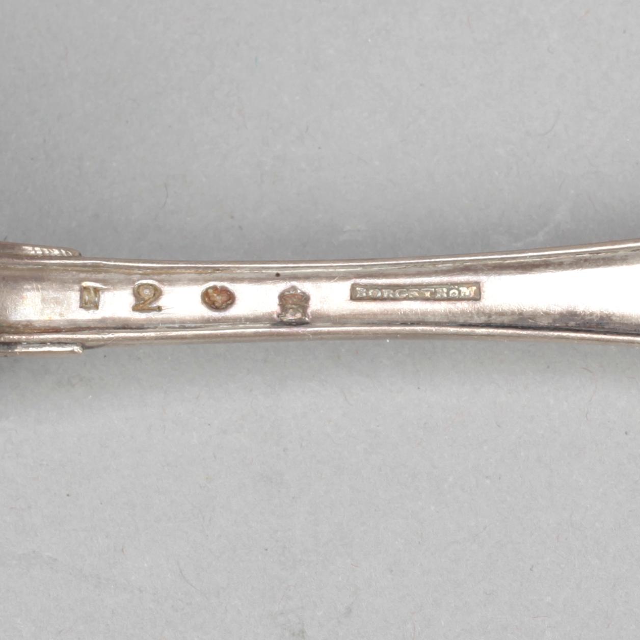 SKEDAR, 6 stycken, silver, Carl Fredric Borgström, Åbo, Finland, 1795. Total vikt ca 400 gram.