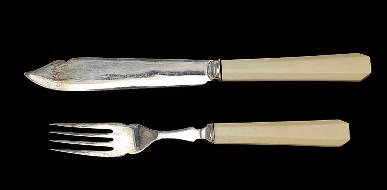 FISKBESTICK, 24 delar, pläter, Sheffield, England 1900-tal.