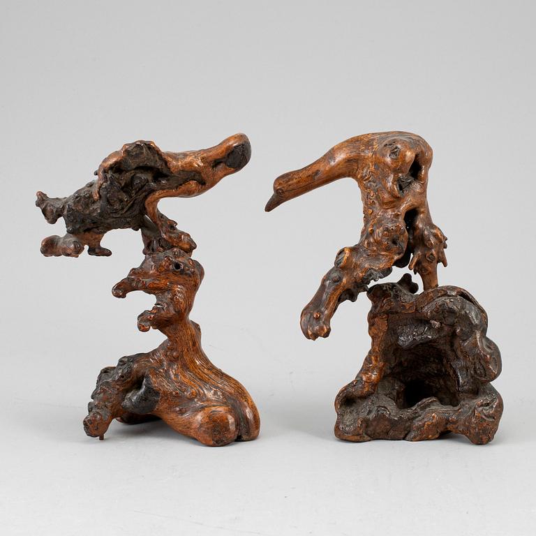 Two Chinese root sculptures, 20th century.