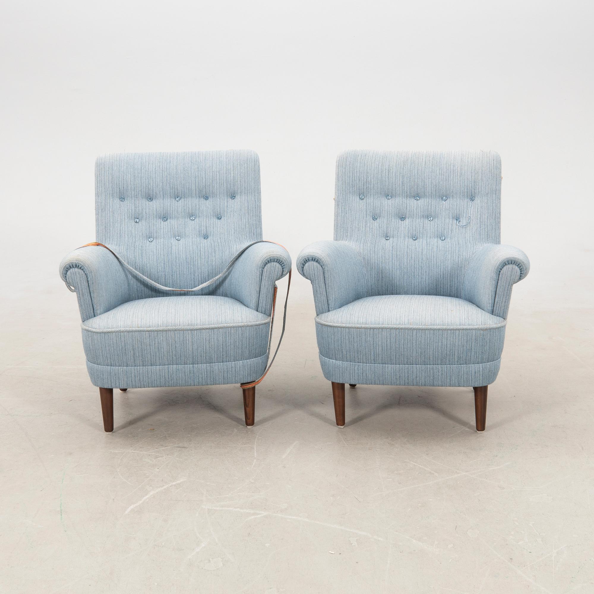 Carl Malmsten, fåtöljer 1 par, "Hemmakväll" sent 1900-tal.