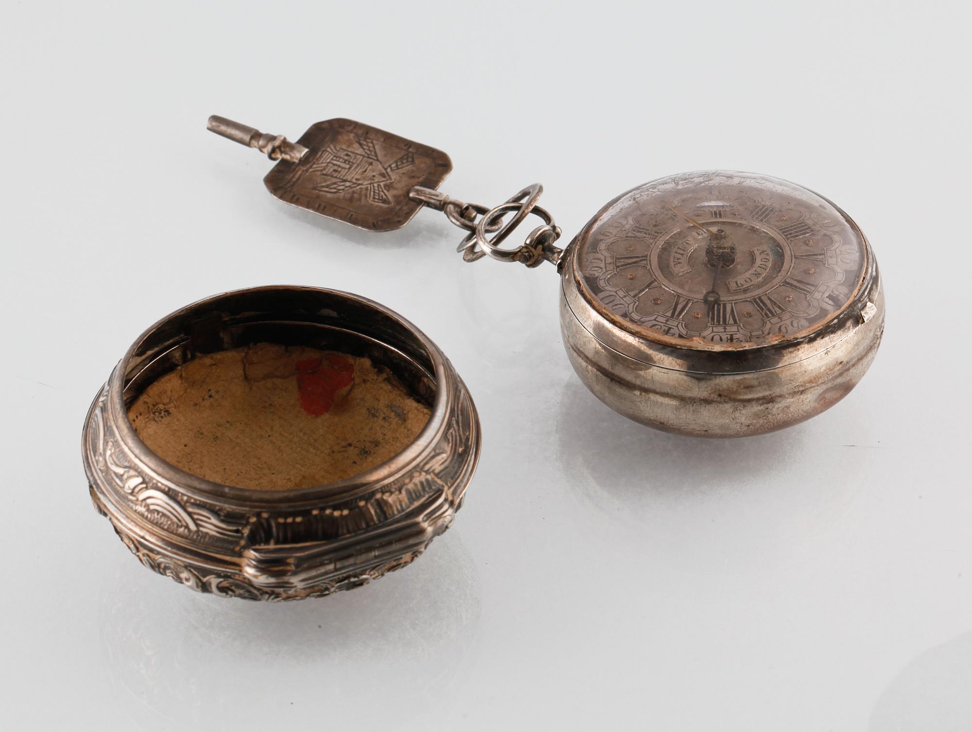 FICKUR, silver, John Wilter, London, 1700-tals mitt/andra hälft.