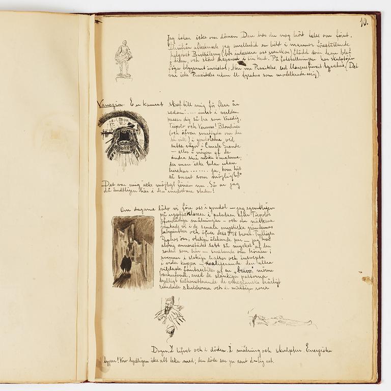 Carl Larsson, CARL LARSSON, illustrated travel story, "Från Stockholm till Messina" (From Stockholm to Messina), 1886.