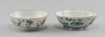 SKÅLAR, 2 st, porslin, Kina, 1900-tal.