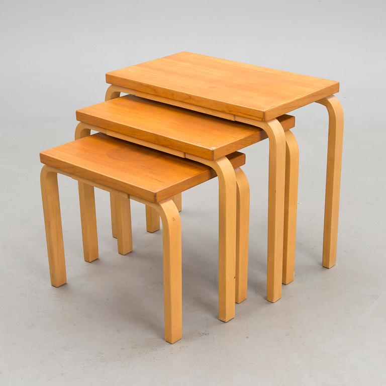 A mid 20th century 'E88' nesting table for Artek Finland.