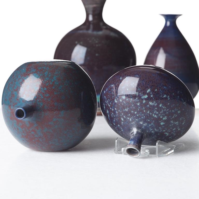 Berndt Friberg, a set of four stoneware vases, Gustavsberg studio 1970 and 1979.