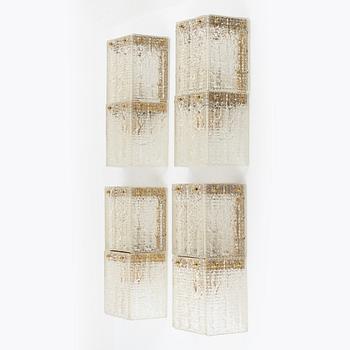 Carl Fagerlund, four wall lamps, Orrefors, Sweden, second half of the 20th century.