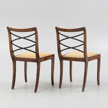 Carl Malmsten, a pair of Swedish Grace chairs, Svenska Möbelfabrikerna Bodafors, 1920's.