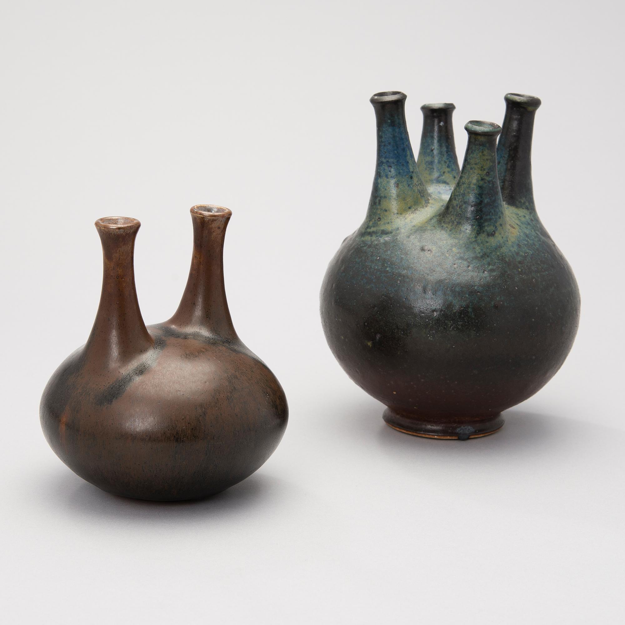 FRANCESCA MASCITTI-LINDH, skulpturer, 2 st, keramik, signerade FML, Arabia och FM.