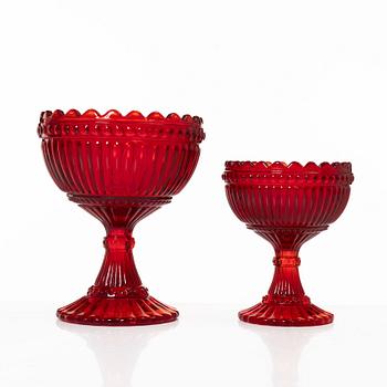 Iittala, Bowl on foot, 20 pcs, glass, "Mariskooli", Marimekko, Iittala, Finland.