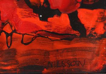 GÖRAN NILSSON, 2 st, emalj på plåt, sign. Daterade 1971 resp 1976.