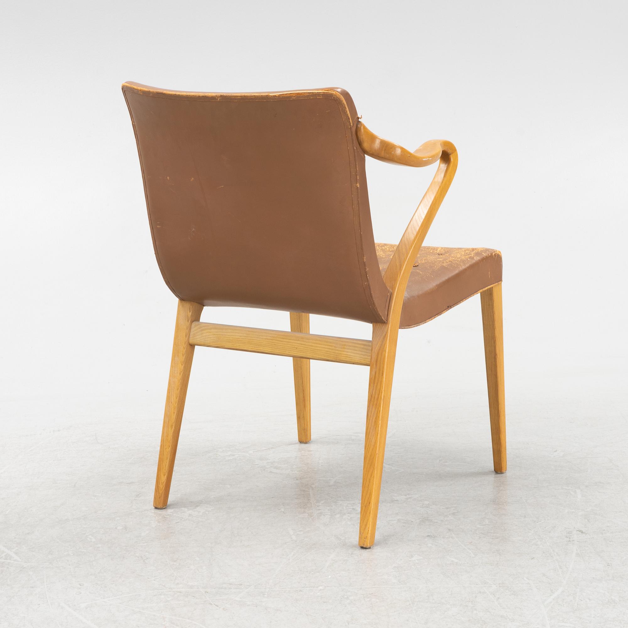 Axel Larsson, karmstol, modell "1208", Svenska Möbelfabrikerna Bodafors, 1940-tal.