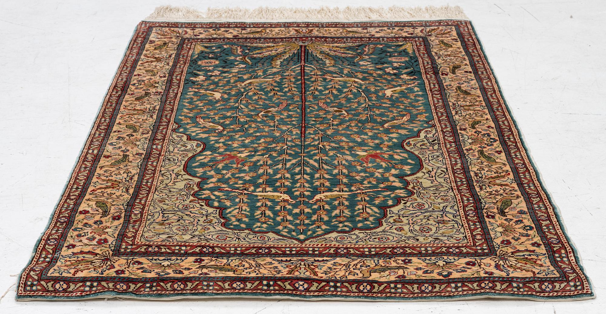 Carpet, silk approximately 125 x 90 cm.