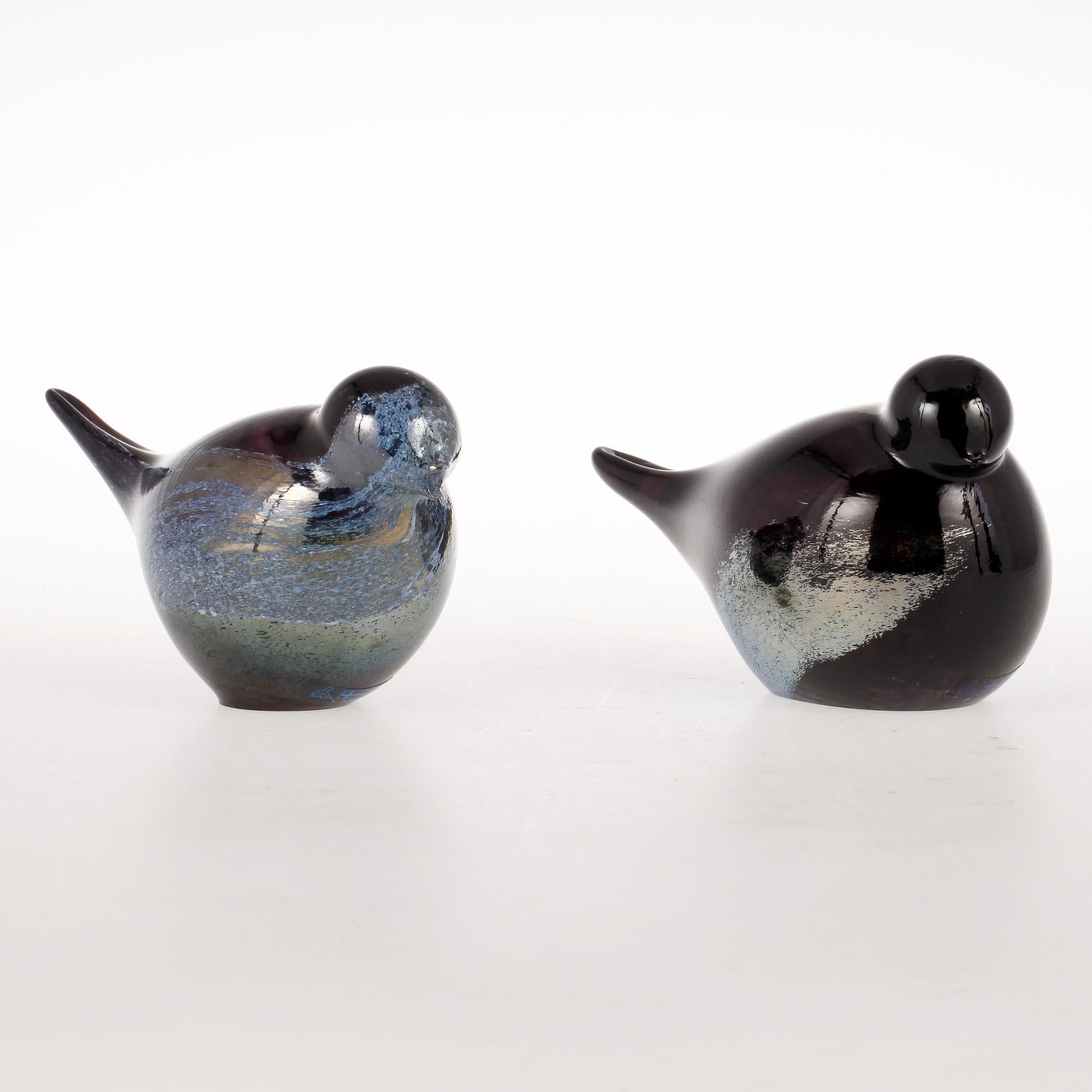 FIGURINER, 2 st, glas, Oiva Toikka, 1900-tal.