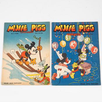 Serietidningar, "Musse Pigg Tidningen", 22 st, 1937-1938.