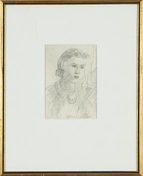 Bror Hjorth, blyertsteckning, signerad.