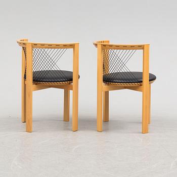 a pair of 'String Chairs' by Niels Jörgen Haugensen, Tranekaer Furniture, Denmark, late 20th century.