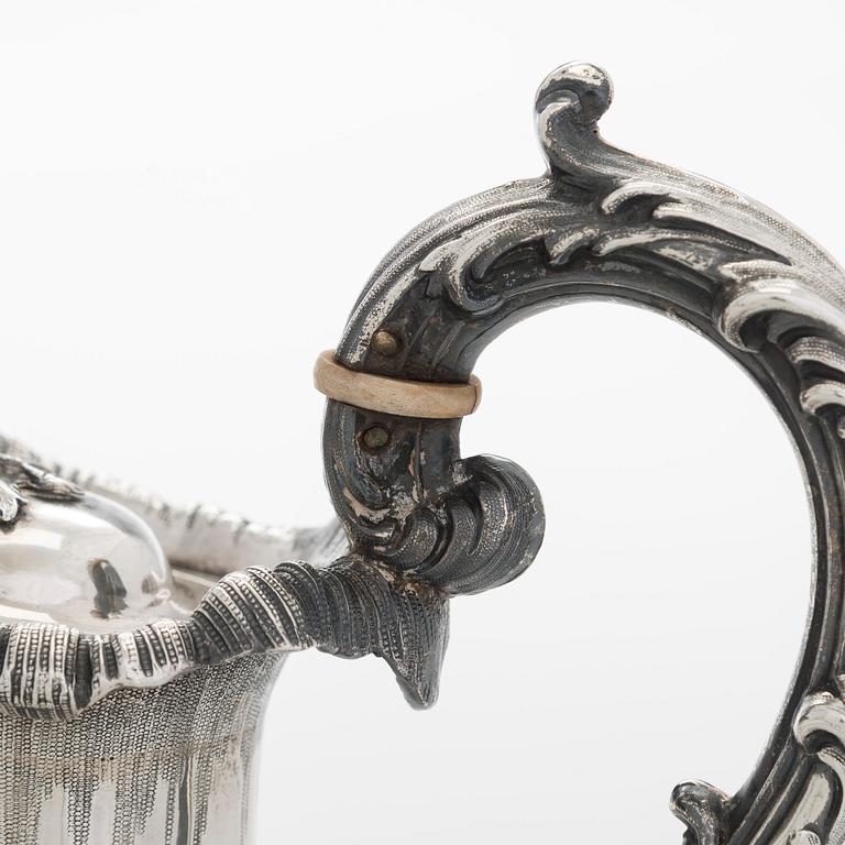 A sterling silver ewer, maker's mark of Robert W Smith, Dublin 1843.