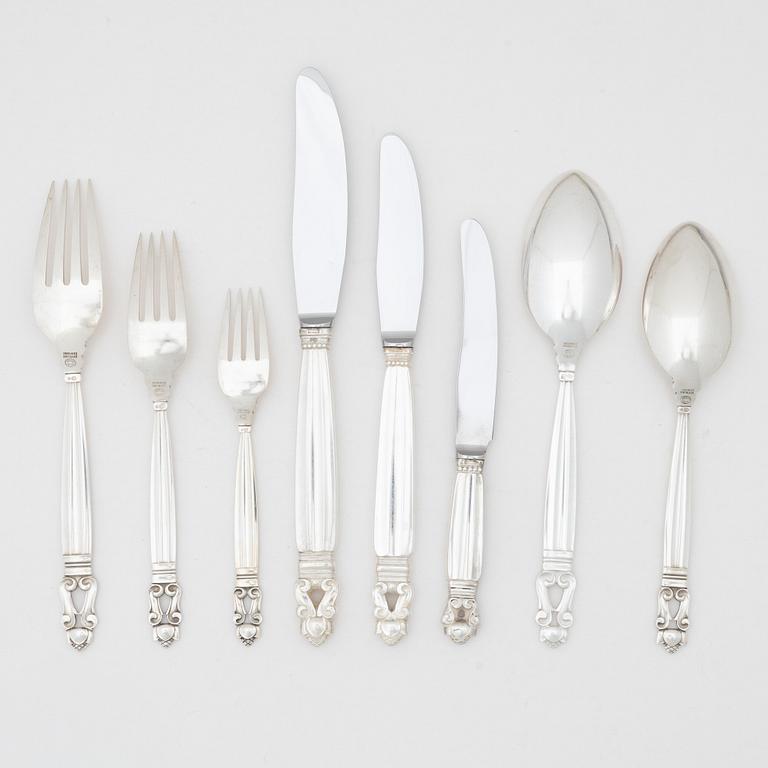 Johan Rohde, a sterling silver cutlery set, 'Konge/Acorn', Georg Jensen, Denmark, after 1945 (63 pieces).