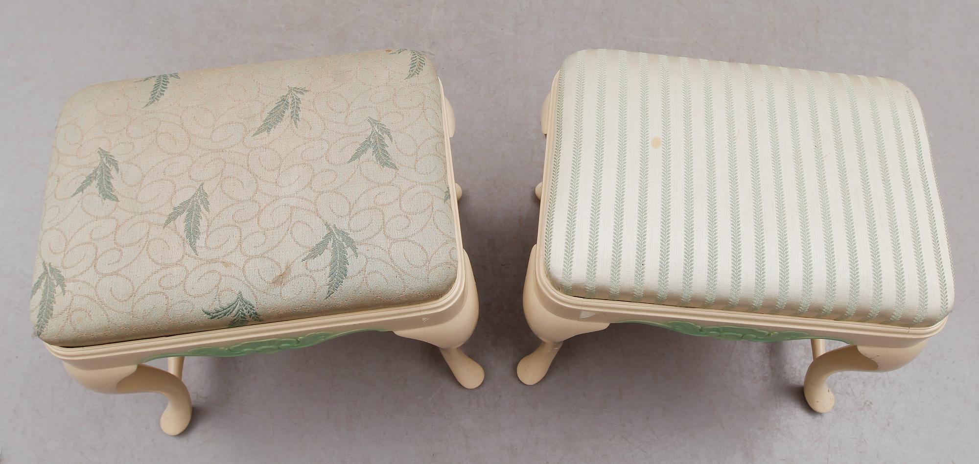 TABURETTER, 1 par, rokokostil, 1900-talets mitt.