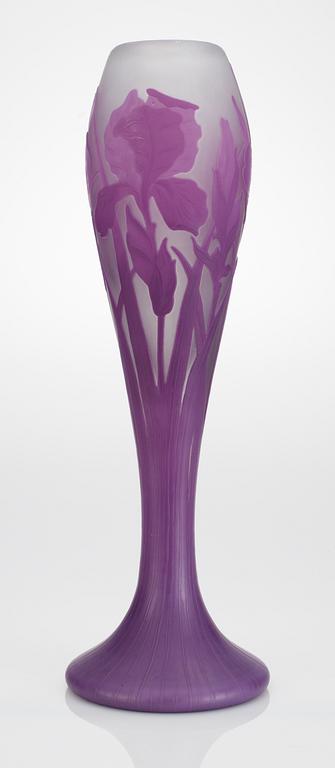 A Karl Lindeberg art nouveau cameo glass vase, Kosta.