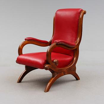 FÅTÖLJ, senempire, 1800-talets mitt.