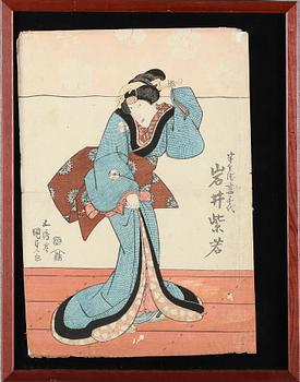 OKÄND KONSTNÄR, 3 st, träsnitt, Japan, sannolikt 1800-tal.