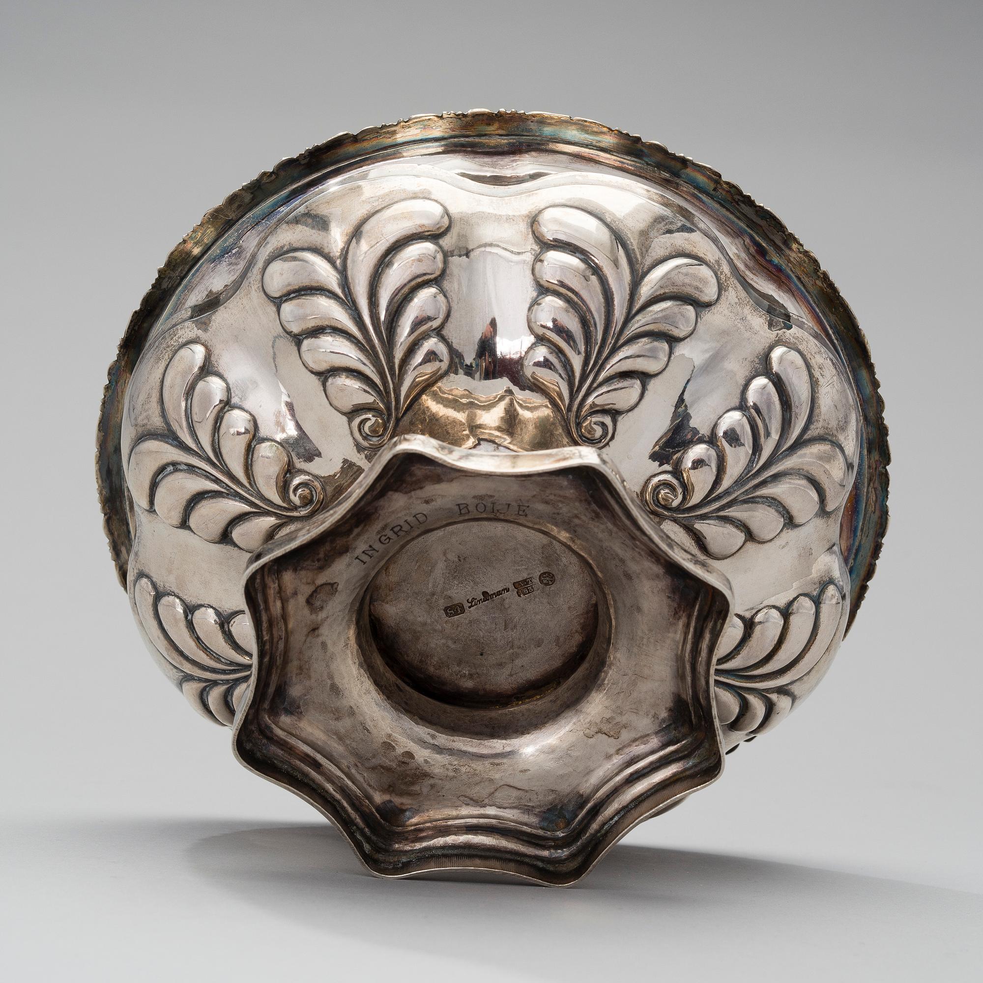 RYSK SILVERSKÅL PÅ FOT, St.Petersburg 1837, Lindman, vikt 514 g.