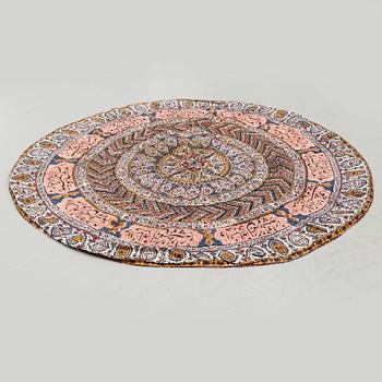 An antique persian Ghalamkar ca diameter, 110 cm.