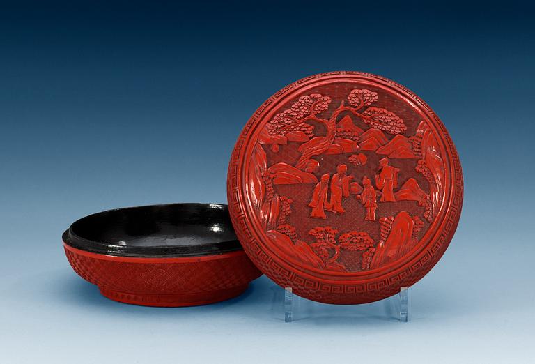 ASK med LOCK, rött lack, Qing dynastin (1644-1912).