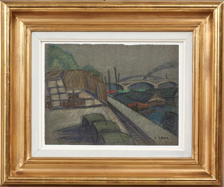 AGNES CLEVE, pastell, sign o dat á tergo 1916.