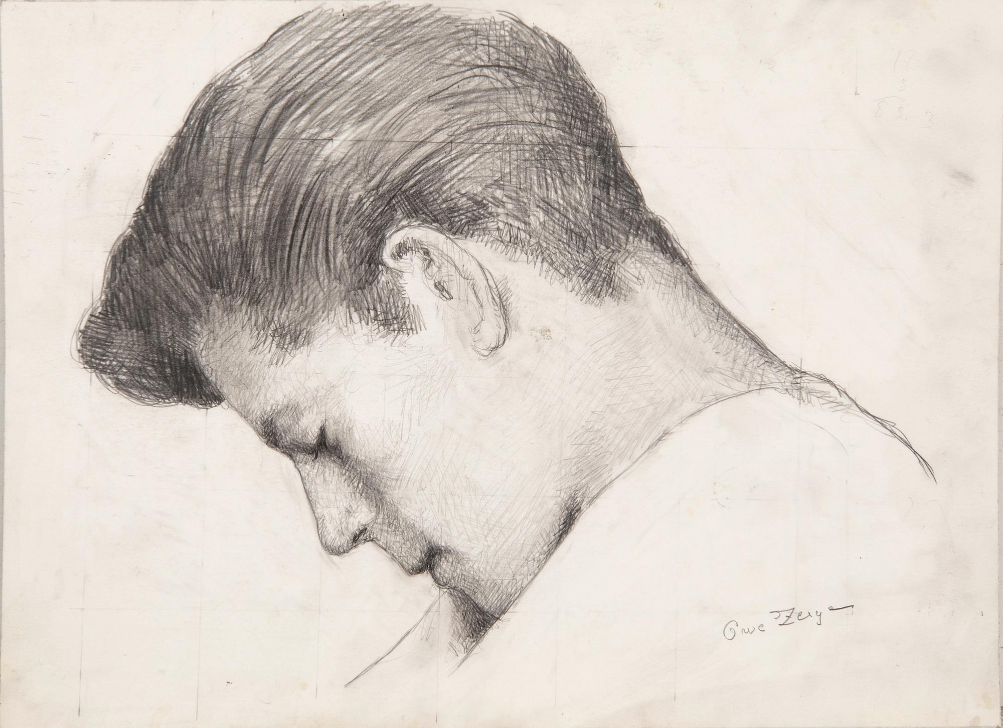Owe Zerge, pencil drawing signed.