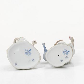 Lladró, 6 figurines, including "Wheelbarrow with flowers", "A barrow of fun", "A walk through blossoms", "Morning melodies".