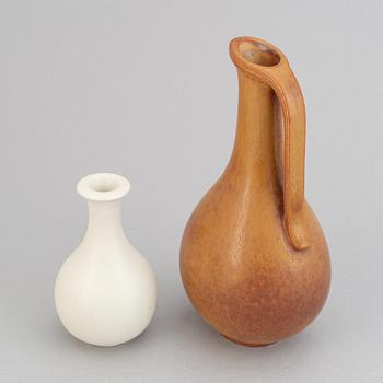 Gunnar Nylund, a set of three stoneware jugs and a vase for Rörstrand, 1950's/60's.