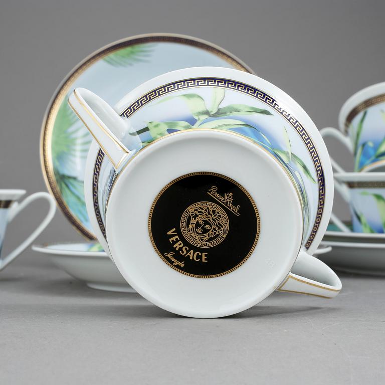 CHOKLADKOPPAR med FAT, porslin, 4 st, 'Jungle', Versace för Rosenthal.