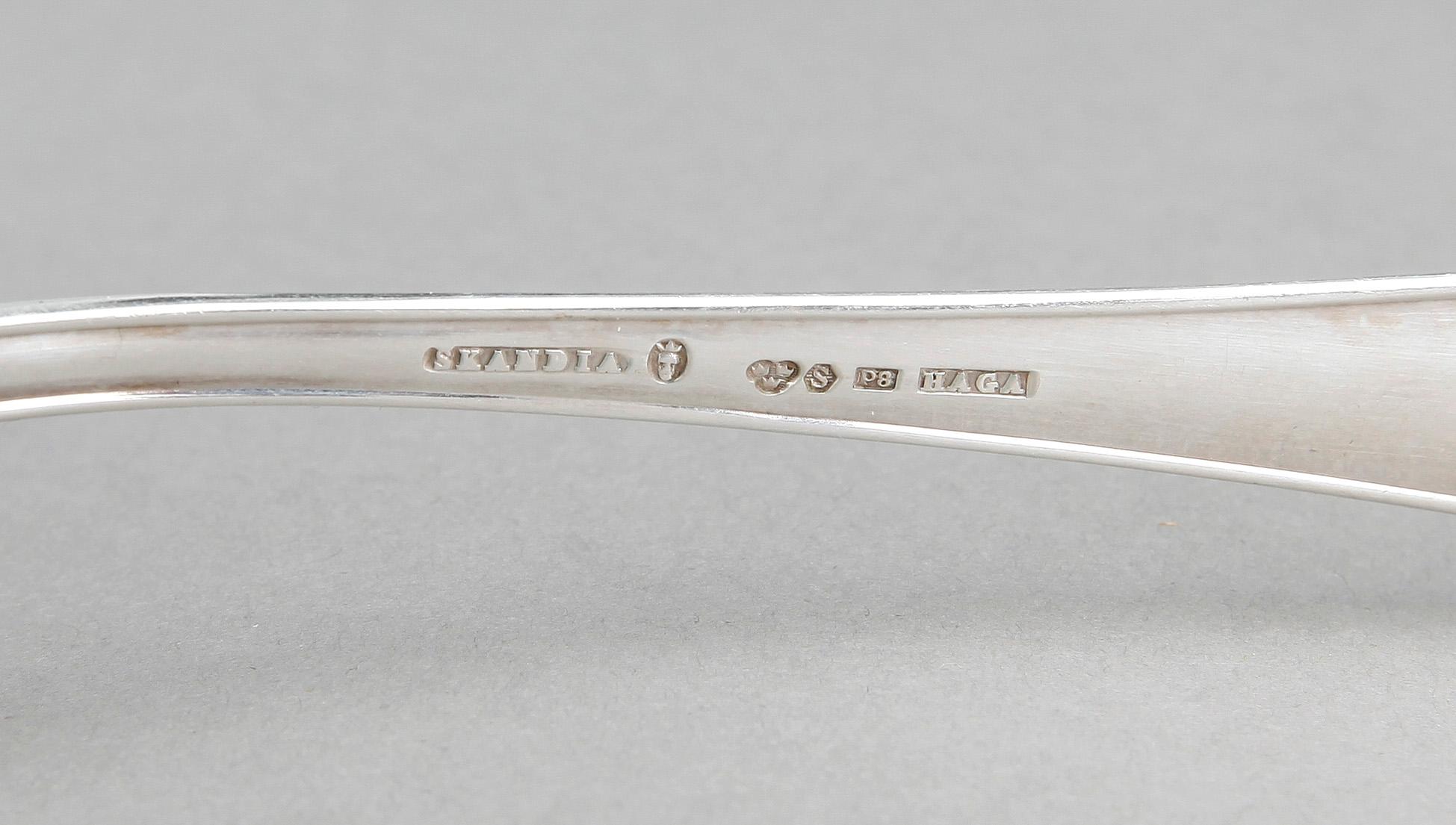 BESTICKSERVIS, 66 delar, silver, "HAGA", Skandia, 1900-talets mitt. Vikt 2160 g inklusive stålblad.