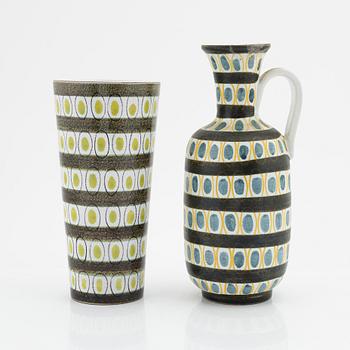 Stig Lindberg, vaser, 2 st, fajans, Gustavsberg Studio.