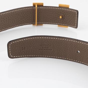 Hermès, "H-belt buckle & reversible leather strap" belt, 2009, size 90.