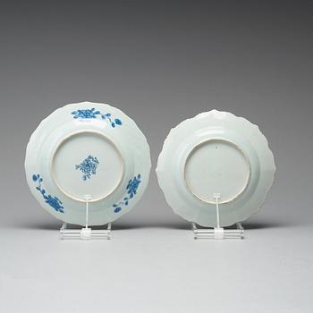 A set of six blue and white dishes, Qing dynasty, 18th century.